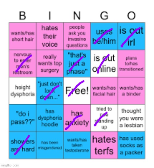 I had a feeling I wouldn't get a bingo :( | image tagged in trans male bingo,huzzah,yay i figured out how ti make custom tags | made w/ Imgflip meme maker