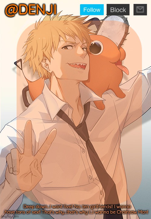 Denji announcement template by Maddox Blank Meme Template