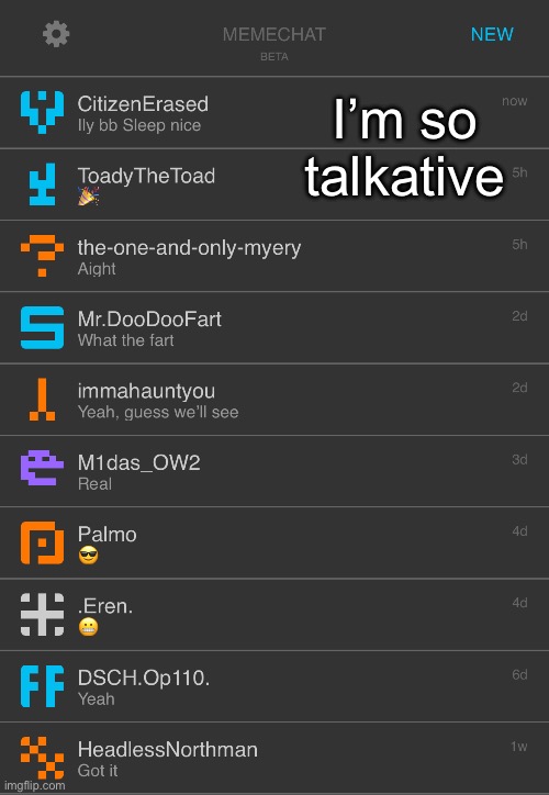 Anyways Gn chat | I’m so talkative | made w/ Imgflip meme maker