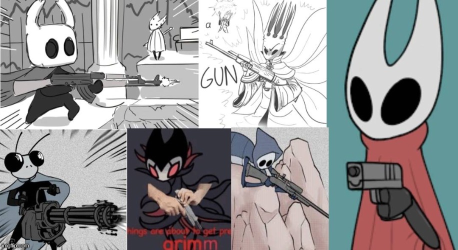 hey let's give them all modern weapons and see  how  Hallownest Improves! :D | made w/ Imgflip meme maker