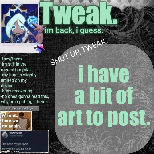 the 29th announcement template. | i have a bit of art to post. | image tagged in the 29th announcement template | made w/ Imgflip meme maker