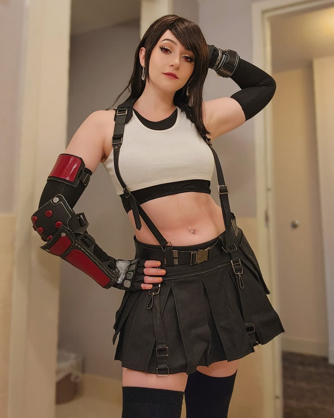 Jess Blaze Cosplay modelling as Tifa Lockhart Blank Meme Template