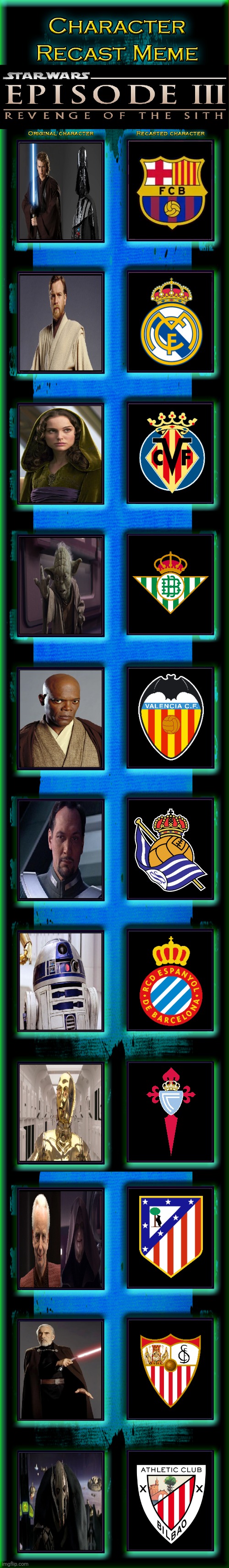 Star Wars Episode 3 Recast (LALIGA Edition) | image tagged in laliga,star wars,soccer,football,movies,memes | made w/ Imgflip meme maker