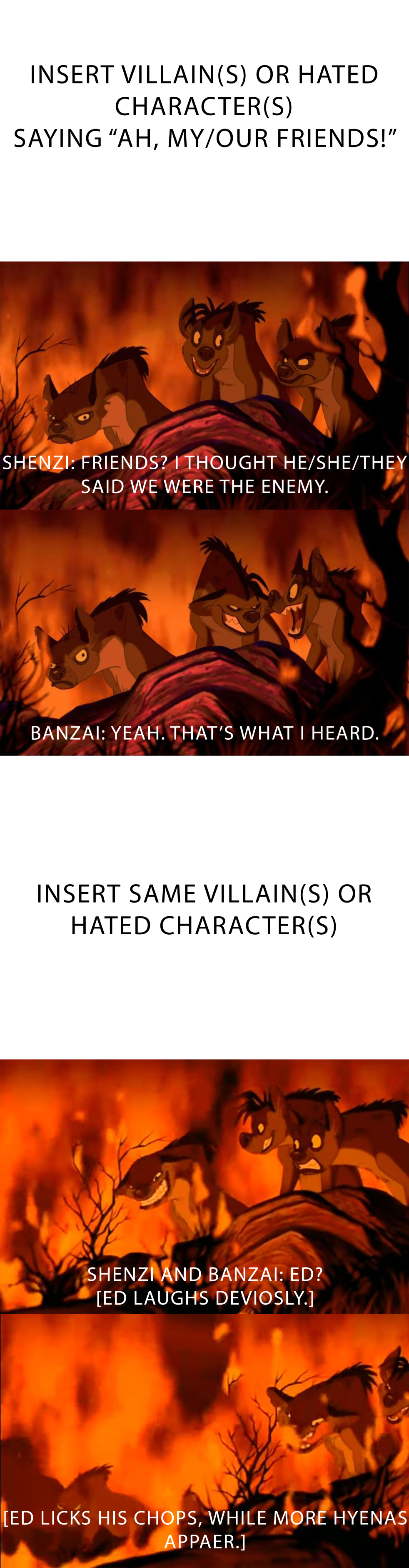 The Hyenas about to eat who Blank Meme Template