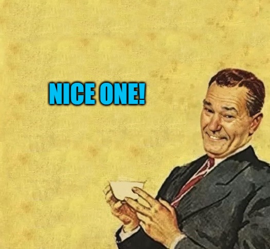 NICE ONE! | image tagged in quote | made w/ Imgflip meme maker