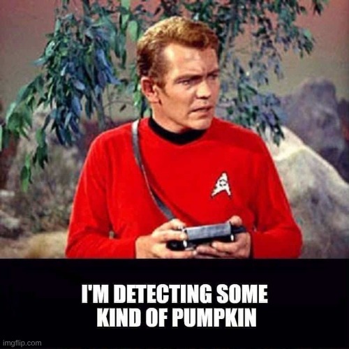 image tagged in star trek,red shirts,pumpkin,what if i told you,pumpkin spice,one does not simply | made w/ Imgflip meme maker