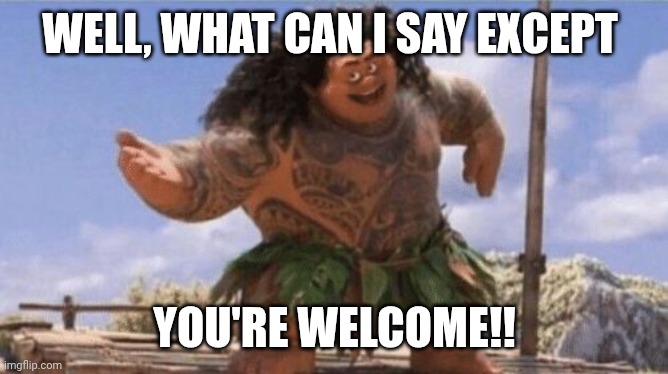 What Can I Say Except X? | WELL, WHAT CAN I SAY EXCEPT YOU'RE WELCOME!! | image tagged in what can i say except x | made w/ Imgflip meme maker