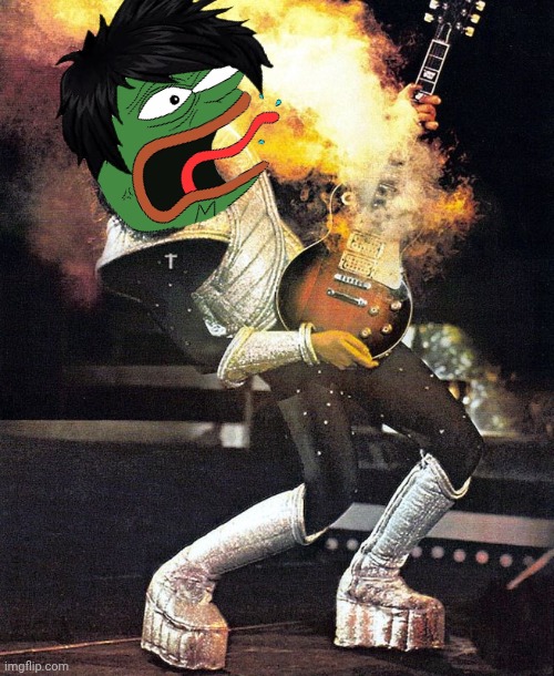 Ace Frehley Tribute | image tagged in pepe the frog | made w/ Imgflip meme maker