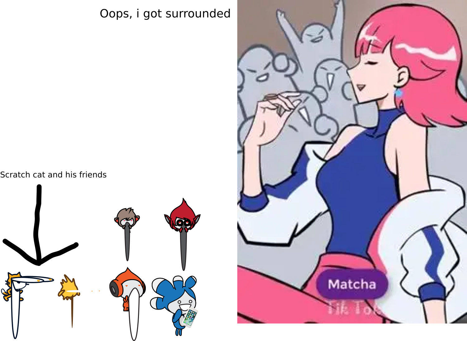 Handsome jack sara got surrounded by scratch friends Blank Meme Template