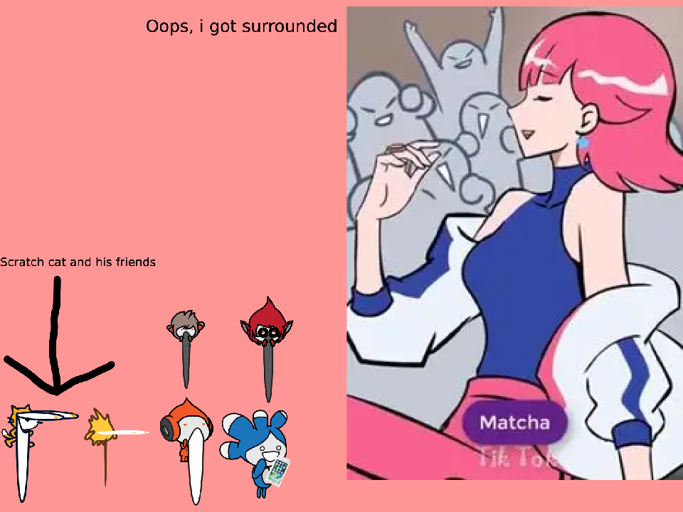 (EDITED) Handsome jack sara got surrounded by scratch friends Blank Meme Template