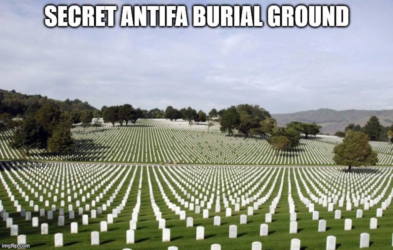 Arlington National Cemetery | SECRET ANTIFA BURIAL GROUND | image tagged in arlington national cemetery | made w/ Imgflip meme maker
