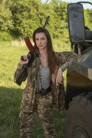 The Slavic Girl With the Gun Blank Meme Template