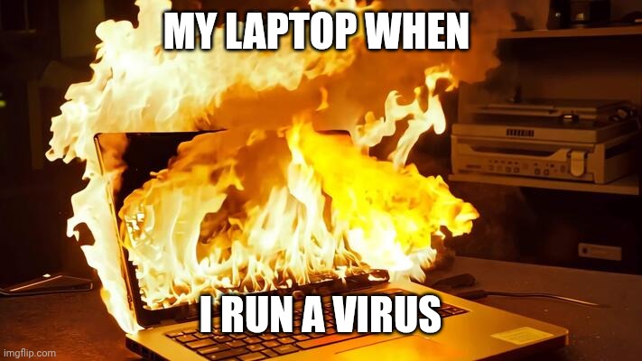 When my PC Run a .exe | MY LAPTOP WHEN; I RUN A VIRUS | image tagged in pc | made w/ Imgflip meme maker