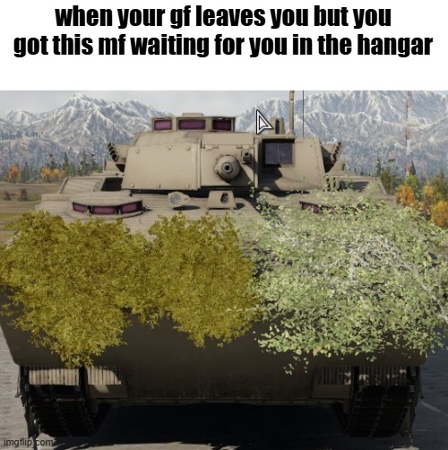 tank | when your gf leaves you but you got this mf waiting for you in the hangar | image tagged in tanks | made w/ Imgflip meme maker