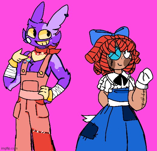 Redesigns for Jax and Ragatha (Mod note:  i filled in the mod note    ) | image tagged in art | made w/ Imgflip meme maker