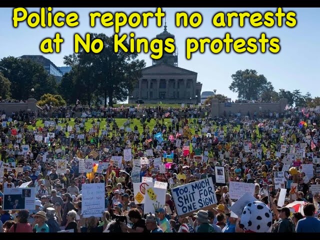 https://m.youtube.com/watch?v=pFl5gaotJ44 | Police report no arrests 
at No Kings protests | image tagged in no kings | made w/ Imgflip meme maker