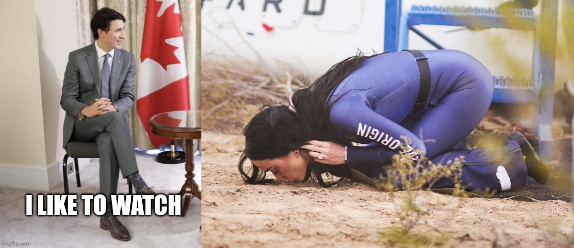 I LIKE TO WATCH | image tagged in trudeau sits like a girl,katy perry kissing soil | made w/ Imgflip meme maker