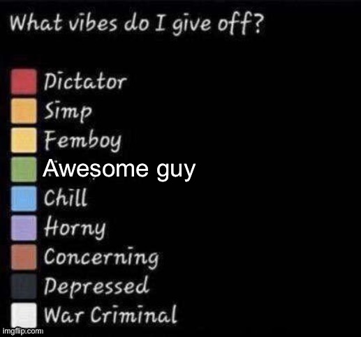 What vibes do I give off? | Awesome guy | image tagged in what vibes do i give off | made w/ Imgflip meme maker
