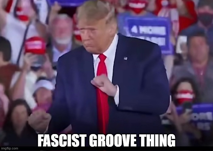 Donald Trump Fascist Groove Thing | FASCIST GROOVE THING | image tagged in donald trump,trump dancing,i hate donald trump,trump sucks | made w/ Imgflip meme maker