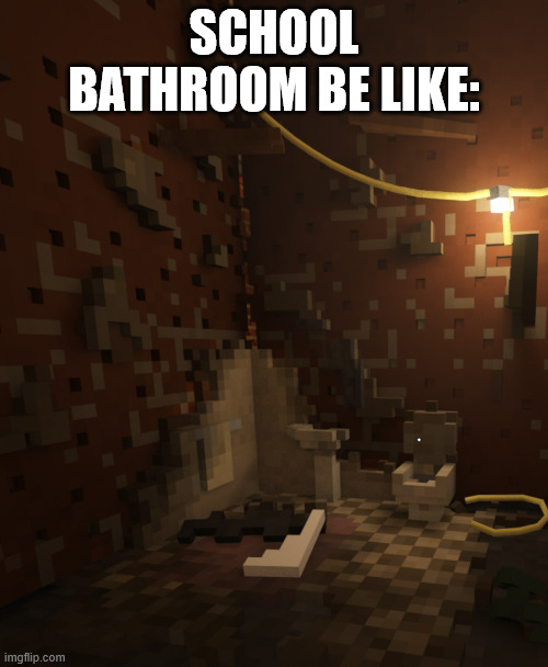School Bathroom | SCHOOL BATHROOM BE LIKE: | image tagged in school bathroom | made w/ Imgflip meme maker