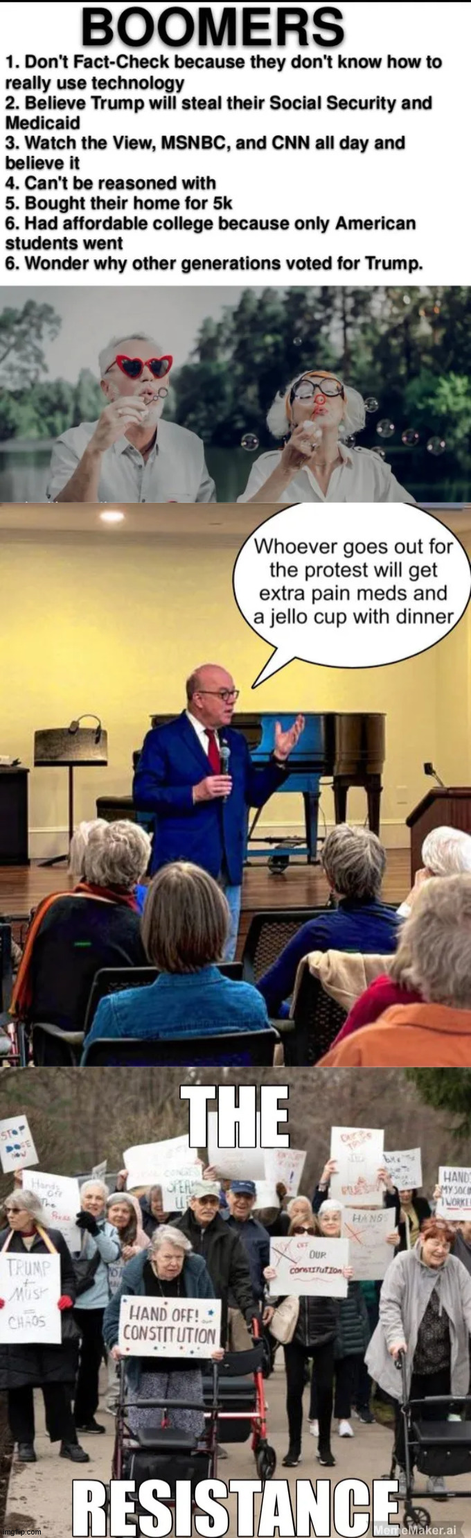 The "No Kings" resistance... dems love their elder abuse schemes | image tagged in no kings protest,elderly abuse,dems are the worst | made w/ Imgflip meme maker