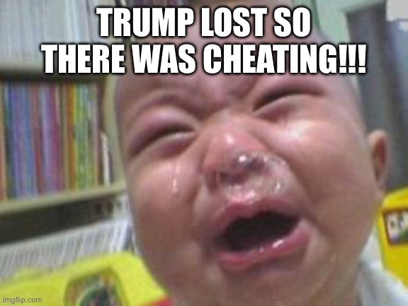 Funny crying baby! | TRUMP LOST SO THERE WAS CHEATING!!! | image tagged in funny crying baby | made w/ Imgflip meme maker