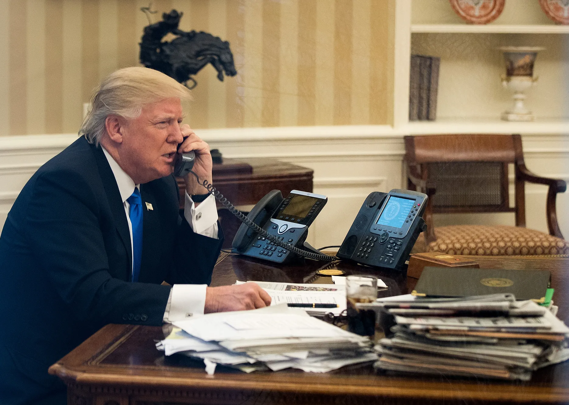 Donald Trump at Desk Blank Meme Template