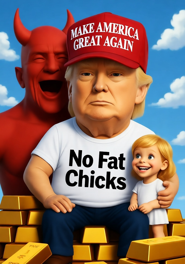 Donald Trump little blonde girl Satan gold Blank Meme Template