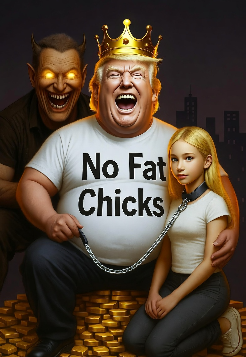 Donald Trump Satan laughing pile of gold girl on leash Blank Meme Template