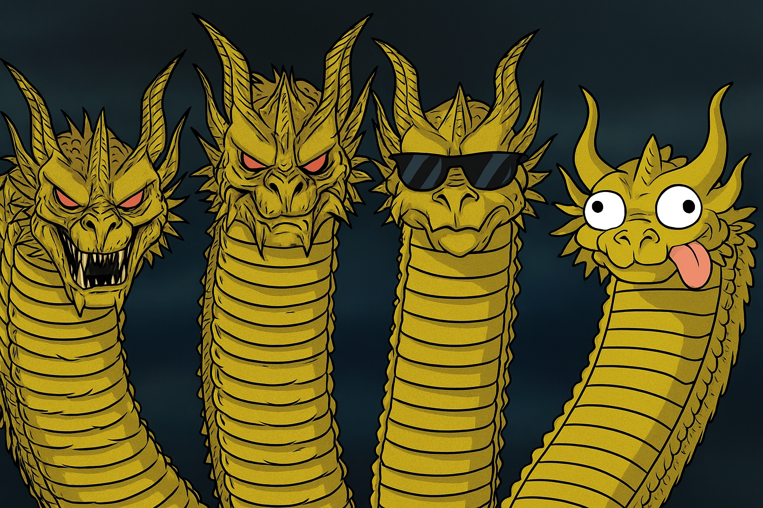 4 headed dragon Blank Meme Template