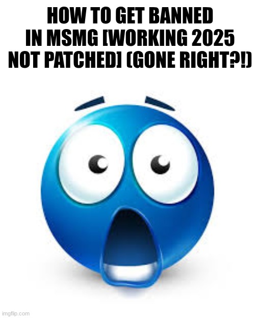 Shocked blue guy | HOW TO GET BANNED IN MSMG [WORKING 2025 NOT PATCHED] (GONE RIGHT?!) | image tagged in shocked blue guy | made w/ Imgflip meme maker