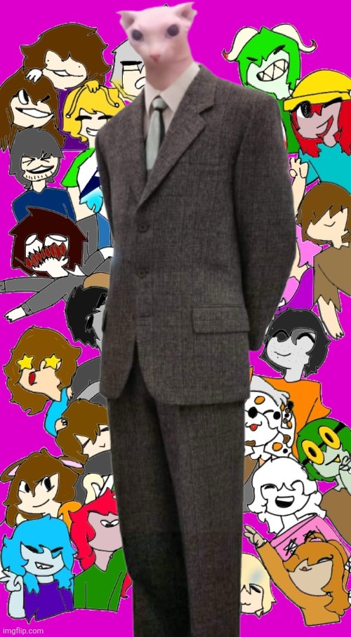Bingus in suit | image tagged in bingus in suit,sofa party | made w/ Imgflip meme maker