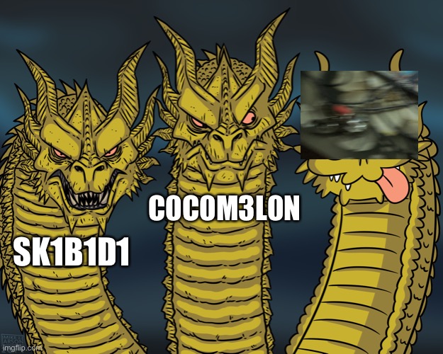 Idk what to name | C0C0M3L0N; SK1B1D1 | image tagged in king ghidorah,idk what to put here,idk | made w/ Imgflip meme maker