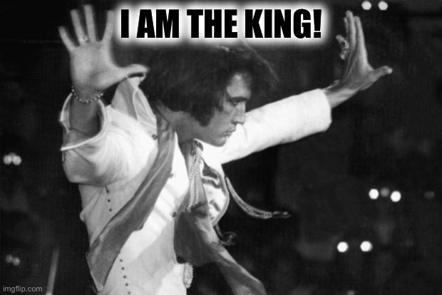 elvis stop | I AM THE KING! | image tagged in elvis stop | made w/ Imgflip meme maker