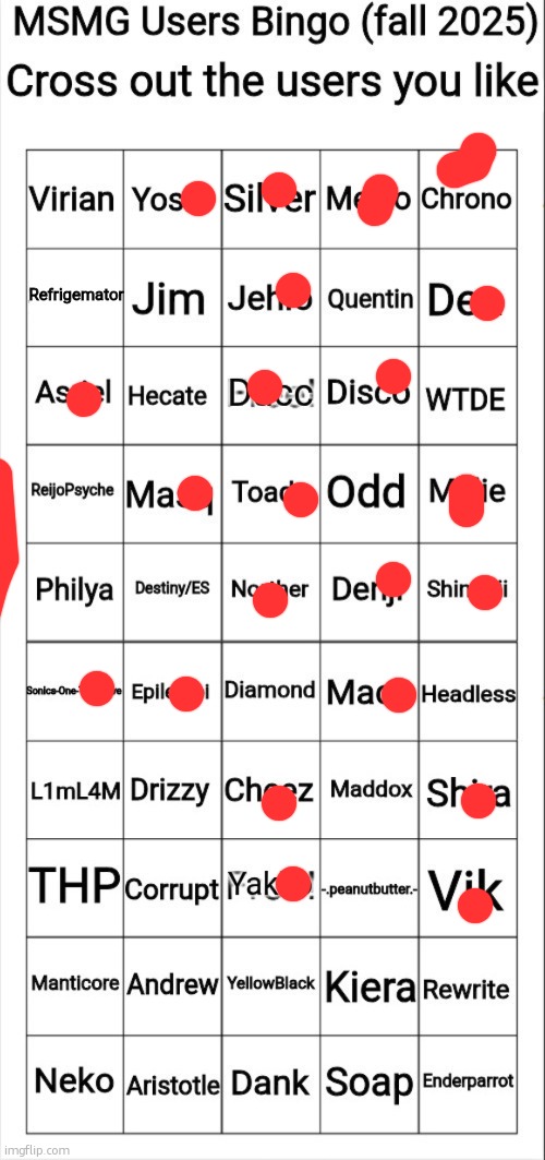 most of the unticked people i just dont know | image tagged in msmg users bingo fall 2025 | made w/ Imgflip meme maker