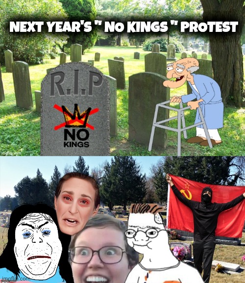 no kings meme | NEXT YEAR'S " NO KINGS " PROTEST | image tagged in protest | made w/ Imgflip meme maker