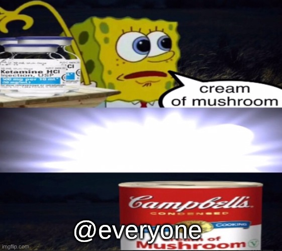 cream of mushroom | @everyone | image tagged in cream of mushroom | made w/ Imgflip meme maker