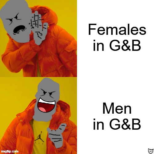 Genders in G&B | Females in G&B; Men in G&B | image tagged in guts and blackpowder,roblox | made w/ Imgflip meme maker