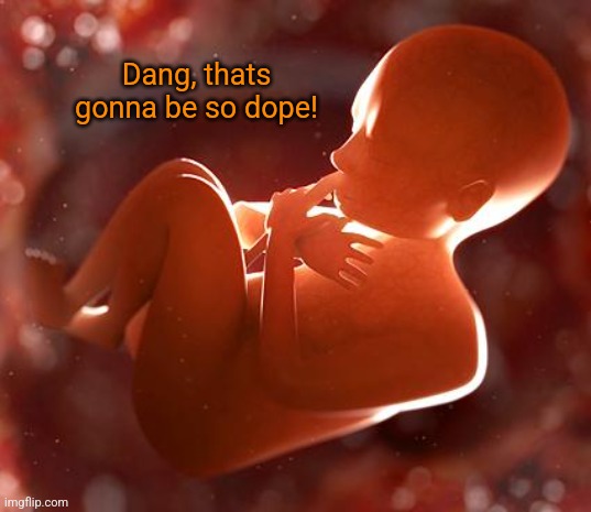 thinking fetus | Dang, thats gonna be so dope! | image tagged in thinking fetus | made w/ Imgflip meme maker