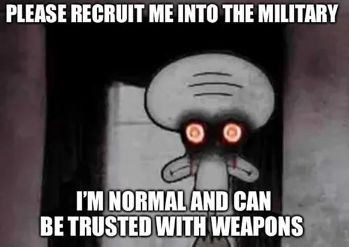 squidward hates the troops Blank Meme Template