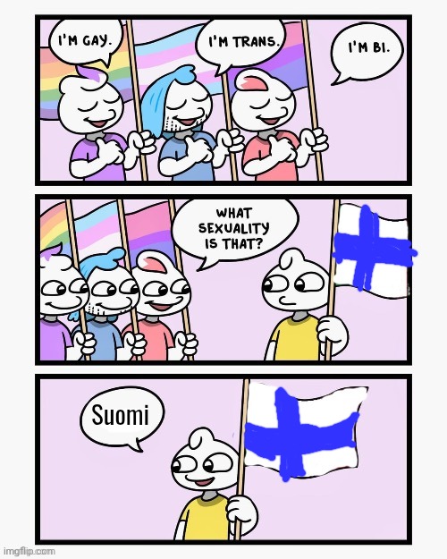 ruining a political meme | Suomi | image tagged in what sexuality is that | made w/ Imgflip meme maker