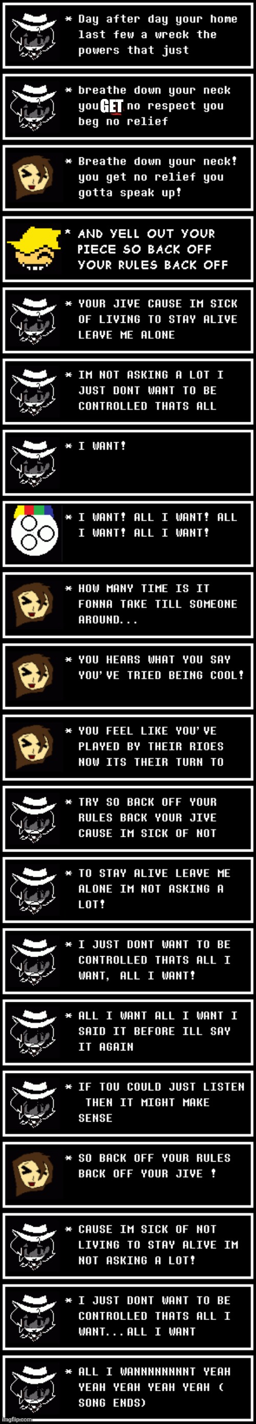 A song request I did but I textbox | GET | made w/ Imgflip meme maker