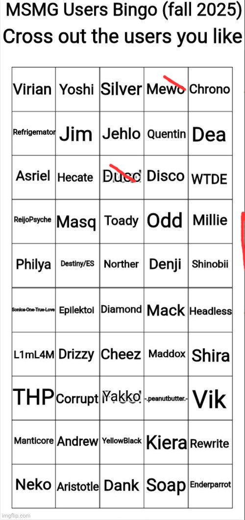 MSMG Users Bingo (fall 2025) | image tagged in msmg users bingo fall 2025 | made w/ Imgflip meme maker