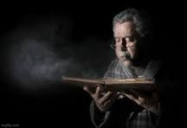Old man blowing dusty book | image tagged in old man blowing dusty book | made w/ Imgflip meme maker