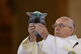 Pope Holding Baby Yoda Blank Meme Template