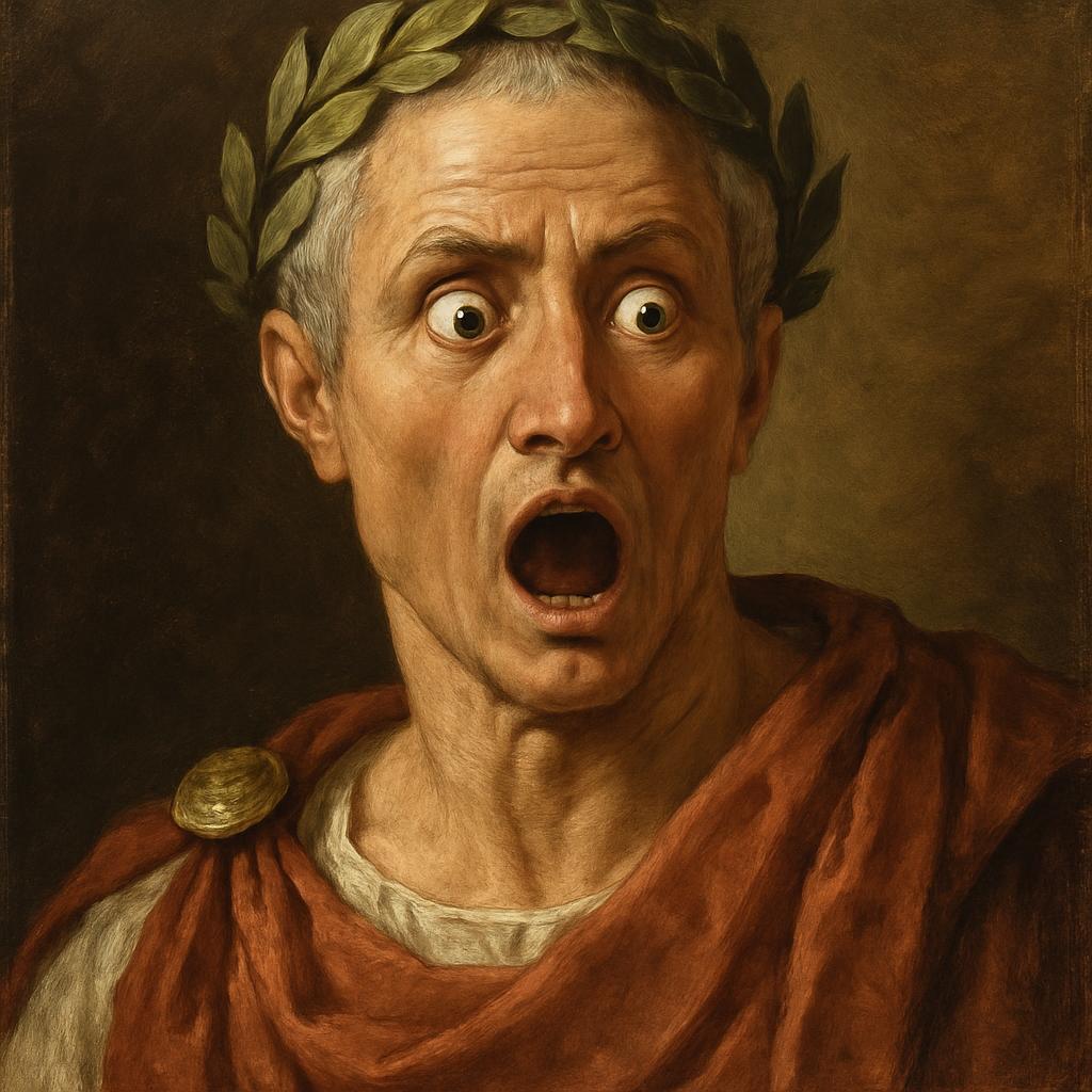Caesar with a shocked face Blank Meme Template