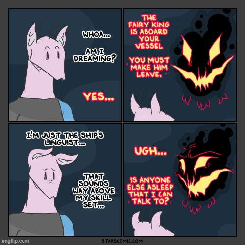 image tagged in stars,dreaming,sleeping,demon,fairy,king | made w/ Imgflip meme maker