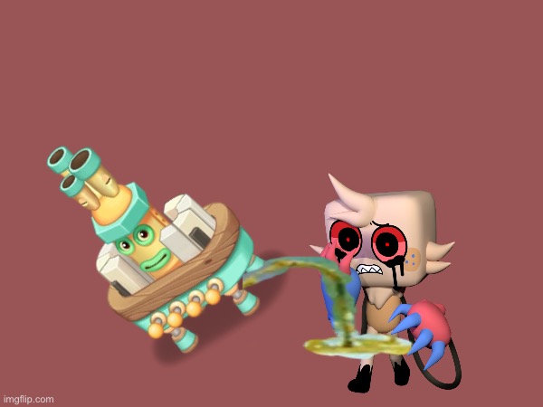 Spookfied Vhamp and Goofy the Goob | image tagged in pee,uwu,funny,memes,my singing monsters,dandy's world | made w/ Imgflip meme maker