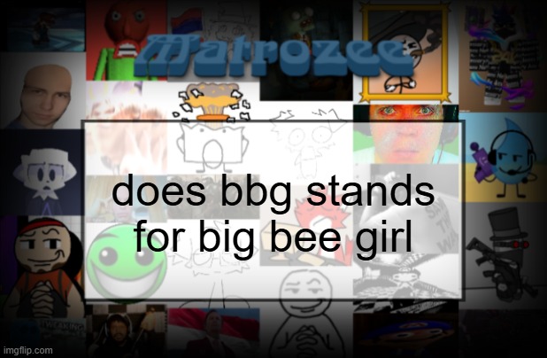 Matrozee Template V2 | does bbg stands for big bee girl | image tagged in matrozee template v2 | made w/ Imgflip meme maker