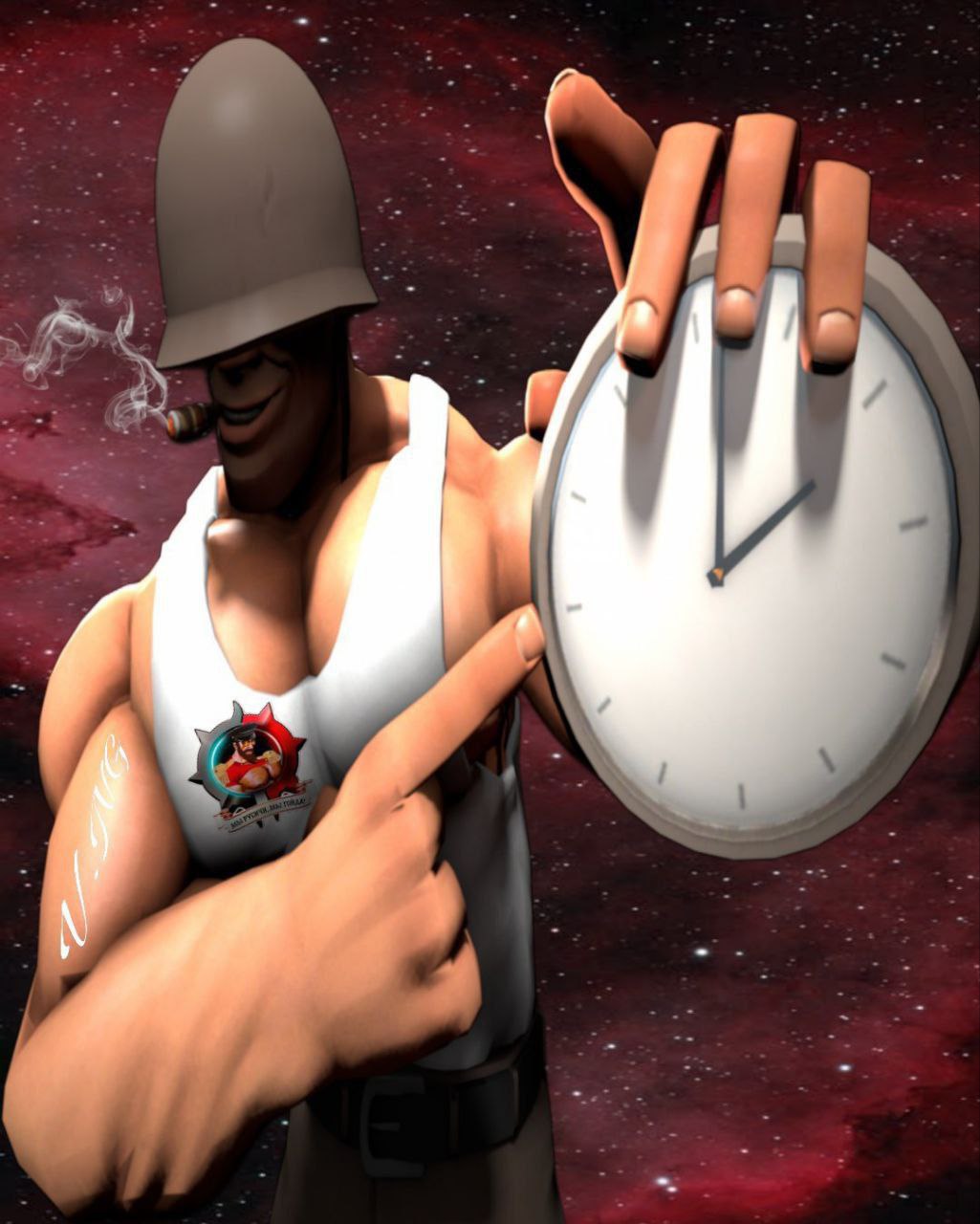 soldier with clock Blank Meme Template